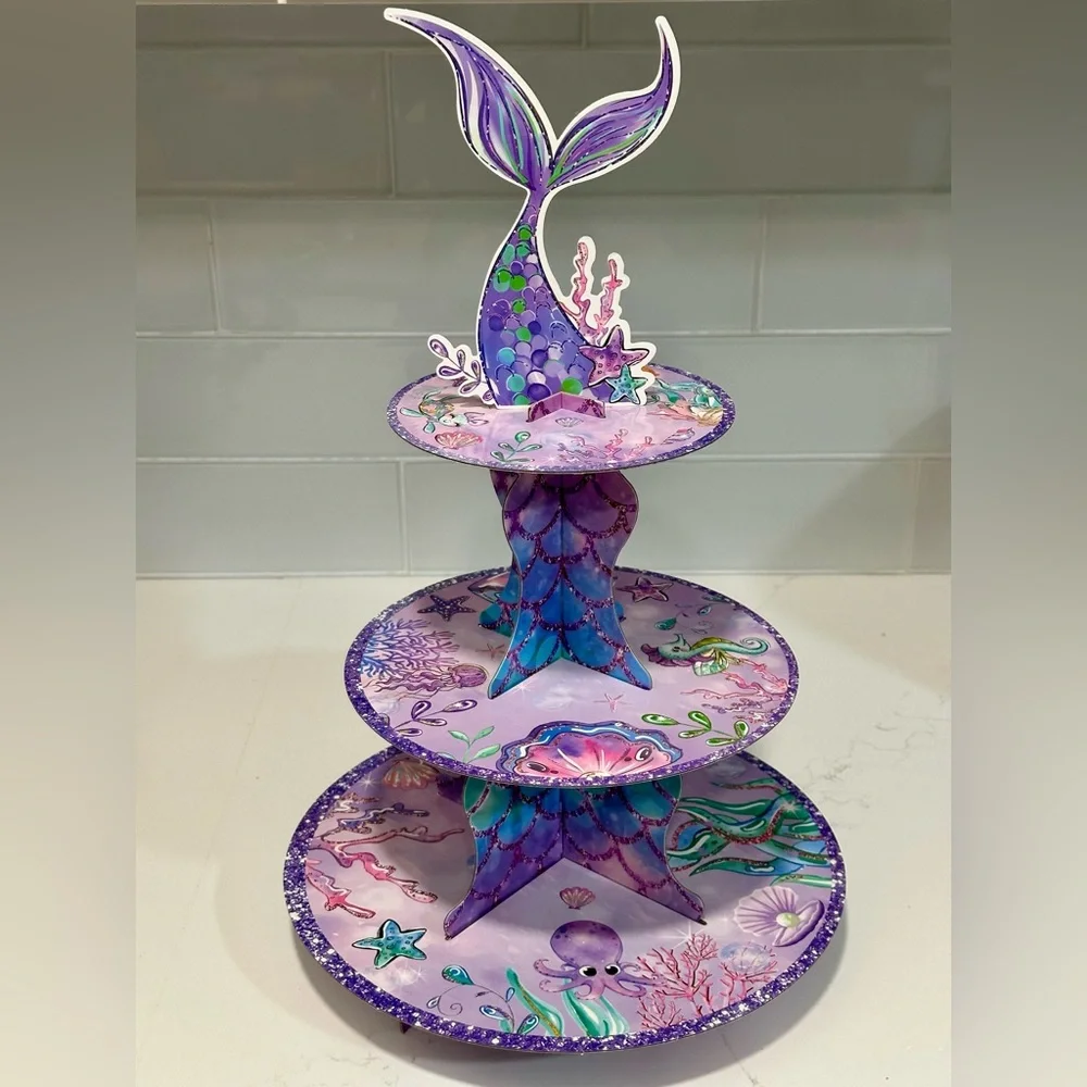Brand New 3-tier mermaid-themed cupcake or dessert stand 18